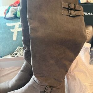 JustFab Charcoal Over the Knee Boots
